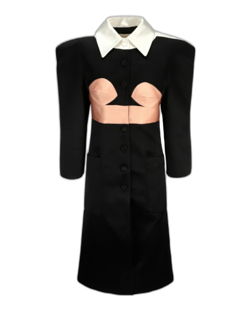 Gucci Duchesse Satin Dress Coat Black