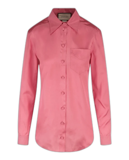 Gucci Satin Long Sleeve Blouse Pink