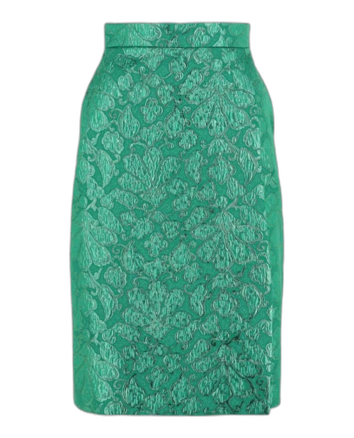 Gucci Metallic Jacquard Knee-Length Skirt Green