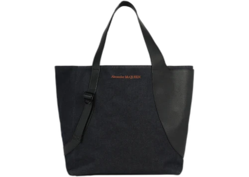 Alexander McQueen Denim Harness Tote Navy Black