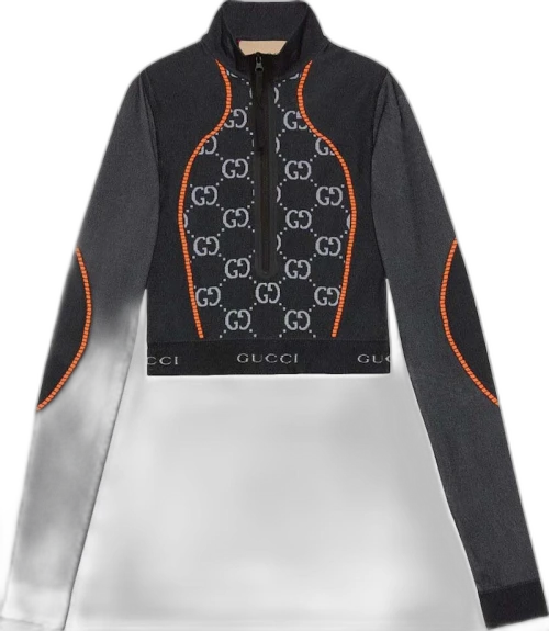 Gucci GG Jersey Jacquard Cropped Top Black/Orange