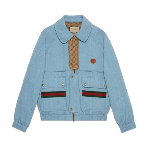 Gucci Denim Jacket With Web 'Light Blue'