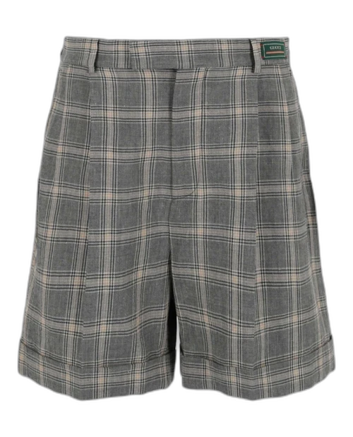 Gucci Cuffed Plaid Shorts Grey/Beige