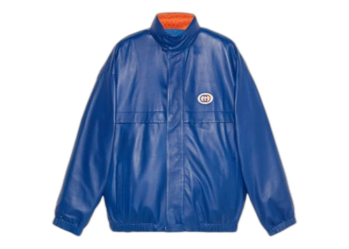 Gucci Reversible Interlocking G Leather Jacket Blue
