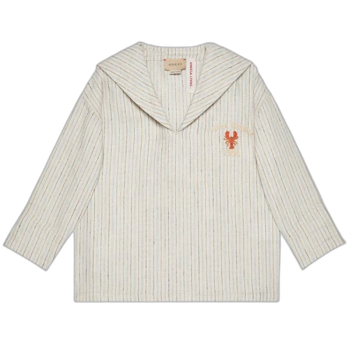 Gucci Kids Striped Linen Top 'White'