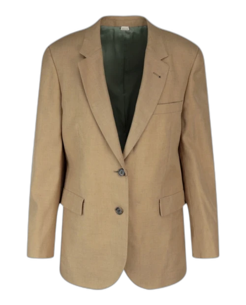 Gucci Single-Breasted Blazer Beige