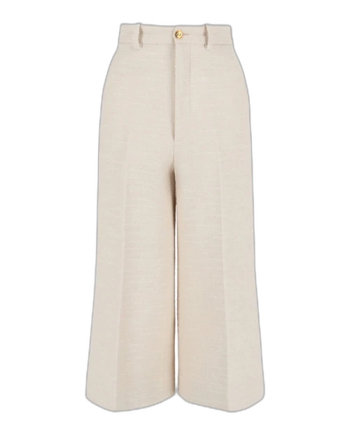 Gucci Cropped Tweed Trousers White