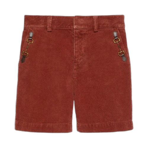 Gucci Kids Horsebit Corduroy Shorts 'Red'