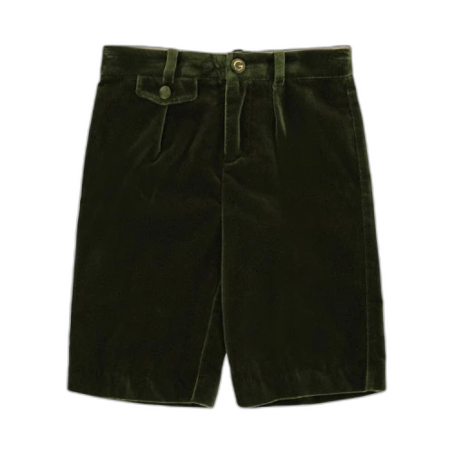 Gucci Kids Pleated Velvet Shorts 'Green'
