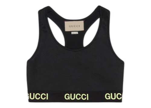 Gucci Logo Jacquard Crop Top Black Yellow
