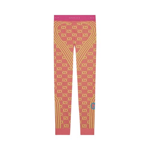 Gucci GG Jacquard Tubular Jersey Leggings 'Fuchsia/Fluorescent Yellow'