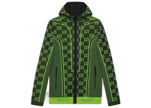 Gucci GG Tubular Jersey Zip Jacket Black/Green