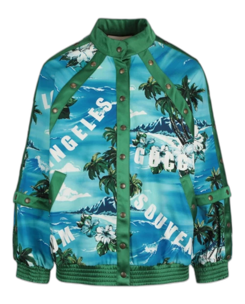 Gucci Palm Tree Bomber Jacket Light Blue