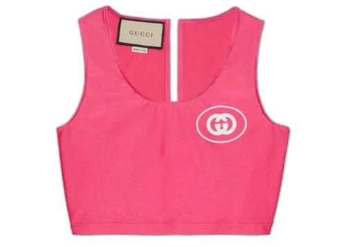 Gucci Interlocking G Jersey Crop Top Pink