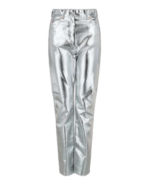 Gucci High Rise Metallic Skinny Pants Silver