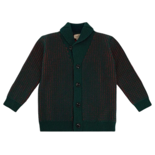 Gucci Kids Embroidered Knit Cardigan 'Green'