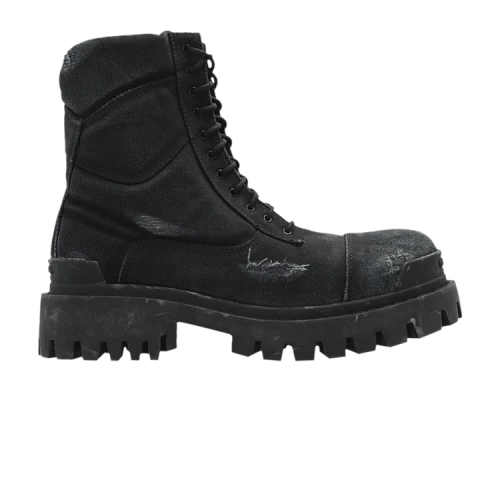 Balenciaga Combat Strike Boot 'Black Distressed Canvas'