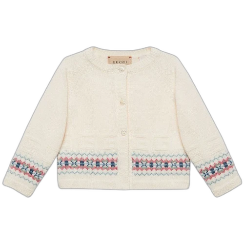 Gucci Kids Wool Button-Up Cardigan 'White'