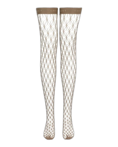 Gucci Thigh-High Fishnet Socks Brown