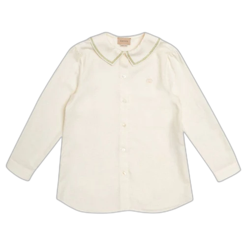 Gucci Kids Embroidered Button Up Shirt 'White'