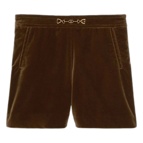 Gucci Kids Horsebit Velvet Shorts 'Brown'