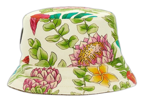 Gucci GG Supreme Reversible Bucket Hat Floral Multi / Beige