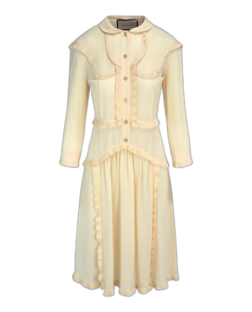 Gucci Pleated Midi Dress White