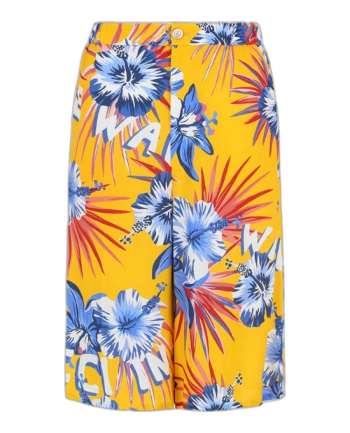 Gucci Wild Flower Cropped Shorts Yellow