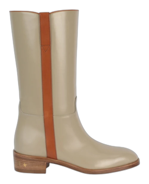 Gucci Leather Mid-Calf Boots Beige