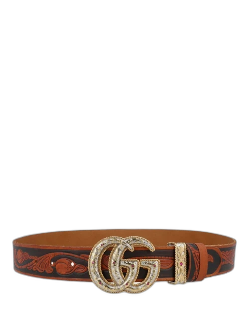 Gucci GG Floral Embossed Belt Multi