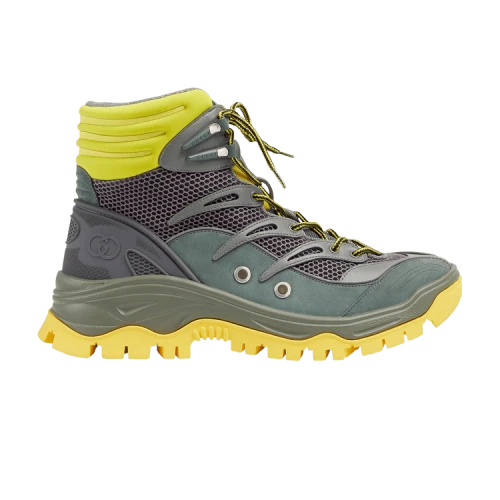 Gucci Lace Up Boot 'Grey Dark Green Yellow'
