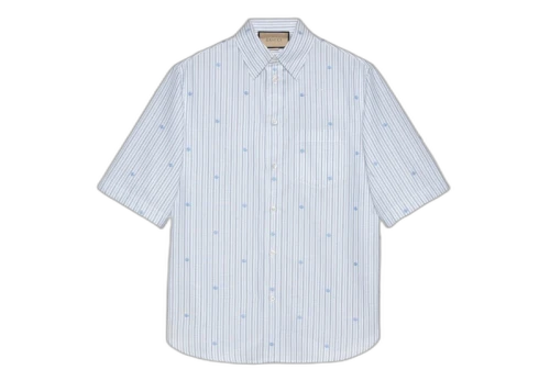 Gucci Cotton Striped Shirt Light Blue