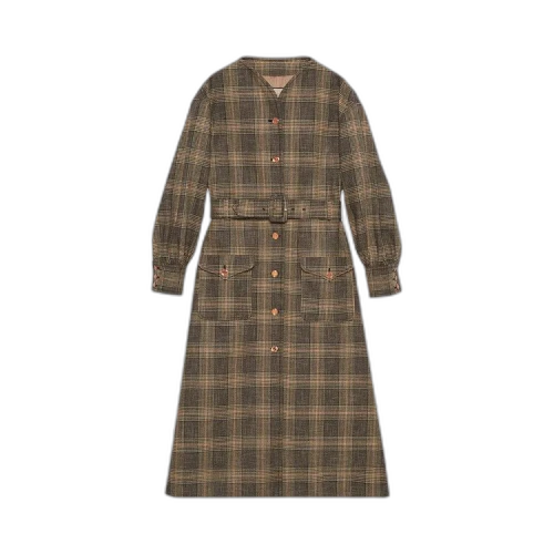 Gucci Prince Of Wales Wool Cotton Coat 'Black'
