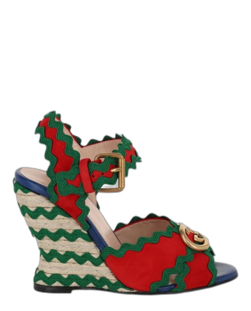 Gucci GG Wavy Colorblock Wedges Red Green (Women's)