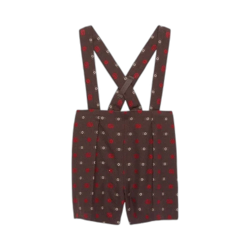 Gucci Kids GG Floral Logo Suspender Pants 'Brown'