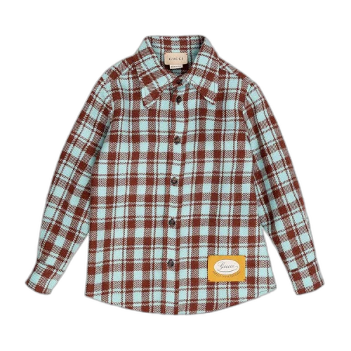 Gucci Kids Check Patterned Wool Shirt 'Multicolor'