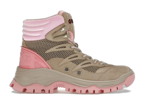 Gucci Lace Up Ankle Boot Beige Pink (Women's)