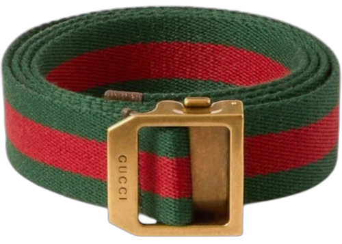 Gucci Striped Webbing Belt Red Green