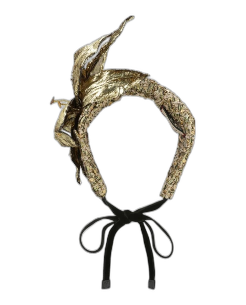 Gucci Metallic Floral Statement Headband Gold