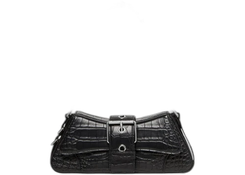 Balenciaga Lindsay Shoulder Bag Small Crocodile Embossed Black