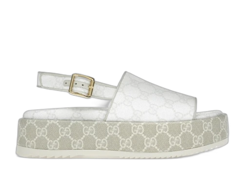 Gucci GG Platform Sandal White Beige (Women's)