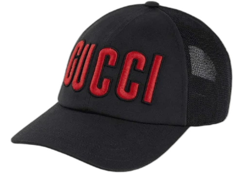 Gucci Embroidered Logo Baseball Cap Black/Red
