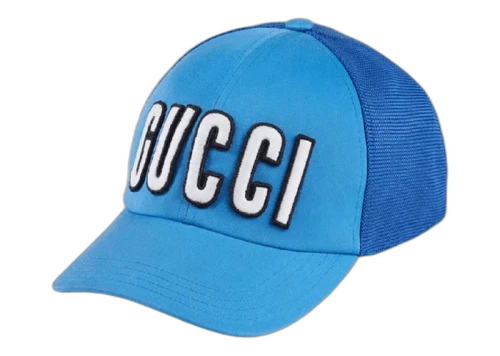 Gucci Logo Patch Baseball Hat Blue