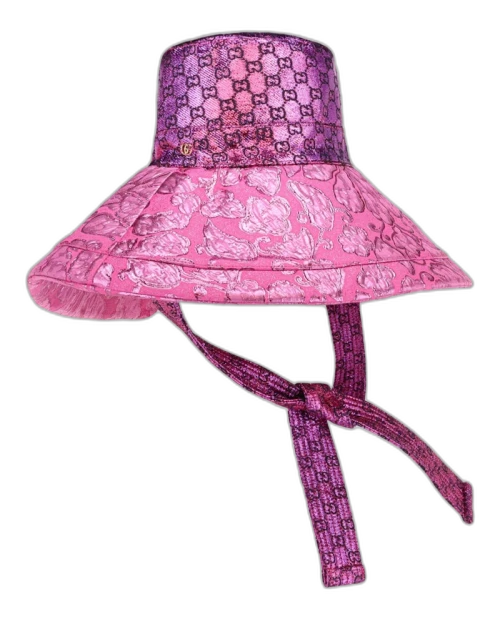 Gucci GG Monogram Metallic Sun Hat Pink