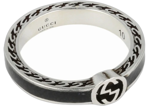 Gucci Interlocking G Ring Silver/Black