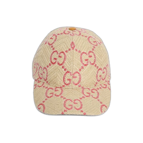 Gucci GG Raffia Effect Baseball Hat 'Beige/Red'
