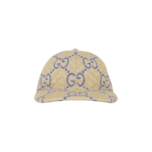 Gucci GG Raffia Effect Baseball Hat 'Beige Blue' (Women's)