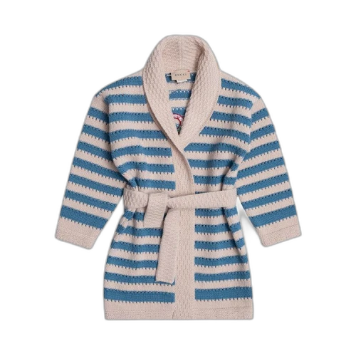 Gucci Kids Embroidered Logo Knit Cardigan 'Blue/White'