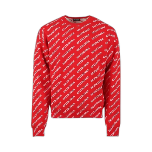 Balenciaga All Over Logo Crewneck 'Red/White'