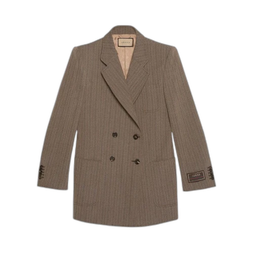 Gucci Herringbone Wool Jacket 'Brown'